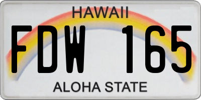 HI license plate FDW165