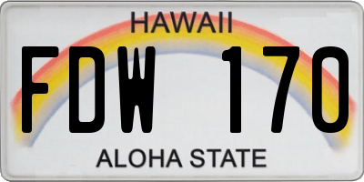HI license plate FDW170