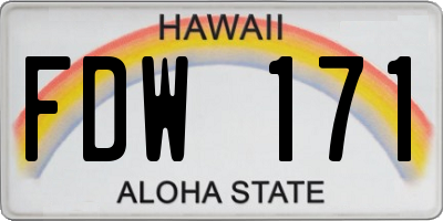 HI license plate FDW171