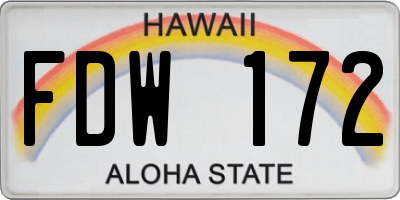 HI license plate FDW172