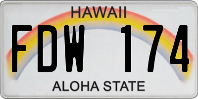 HI license plate FDW174