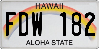 HI license plate FDW182