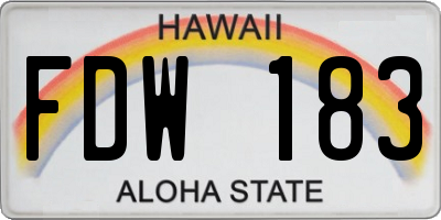 HI license plate FDW183