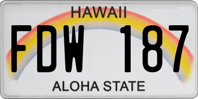 HI license plate FDW187