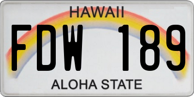 HI license plate FDW189