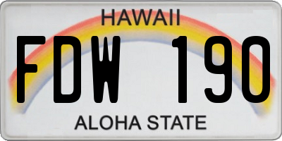 HI license plate FDW190