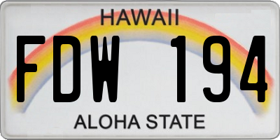 HI license plate FDW194