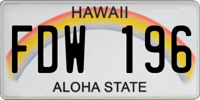 HI license plate FDW196