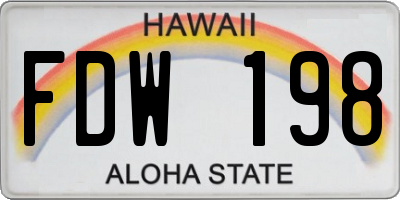 HI license plate FDW198