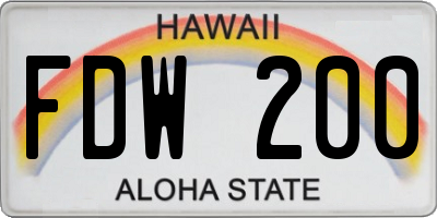 HI license plate FDW200