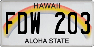 HI license plate FDW203