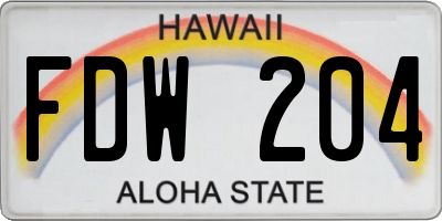 HI license plate FDW204
