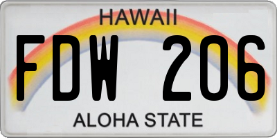 HI license plate FDW206