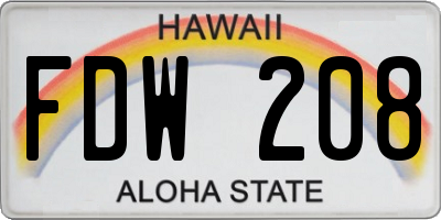 HI license plate FDW208