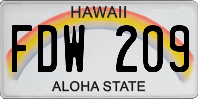 HI license plate FDW209