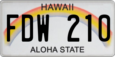 HI license plate FDW210