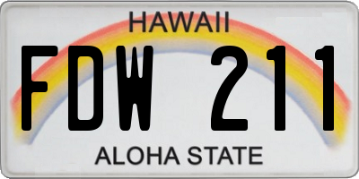HI license plate FDW211