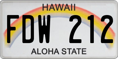 HI license plate FDW212