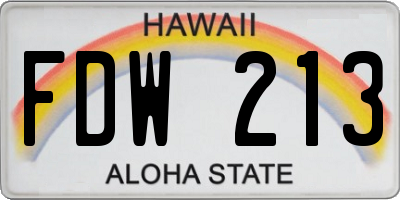 HI license plate FDW213