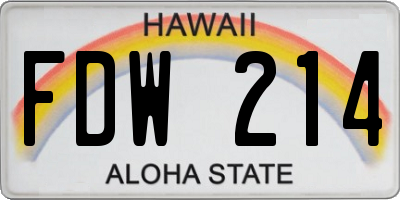 HI license plate FDW214