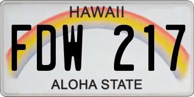 HI license plate FDW217