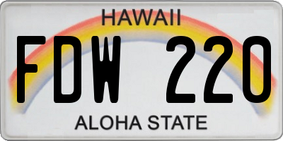 HI license plate FDW220
