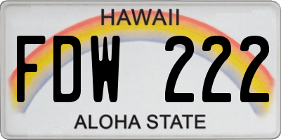 HI license plate FDW222