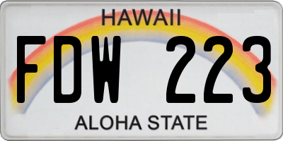HI license plate FDW223
