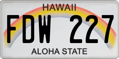 HI license plate FDW227