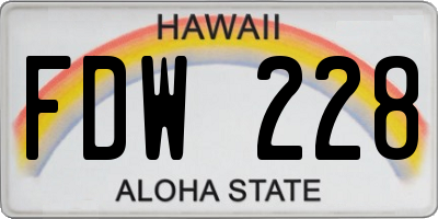 HI license plate FDW228