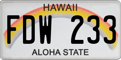 HI license plate FDW233