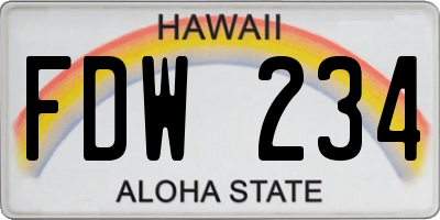 HI license plate FDW234