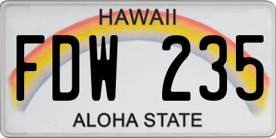 HI license plate FDW235