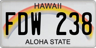 HI license plate FDW238
