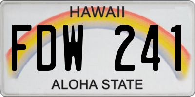 HI license plate FDW241
