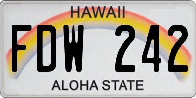 HI license plate FDW242