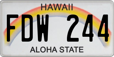 HI license plate FDW244