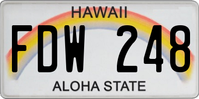 HI license plate FDW248