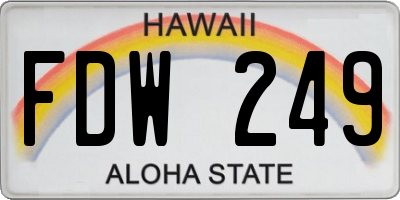 HI license plate FDW249