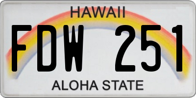 HI license plate FDW251