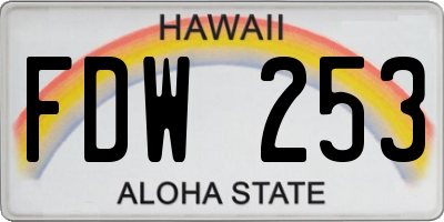 HI license plate FDW253