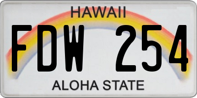 HI license plate FDW254