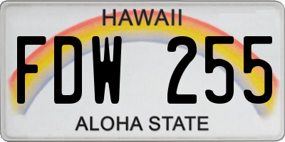 HI license plate FDW255