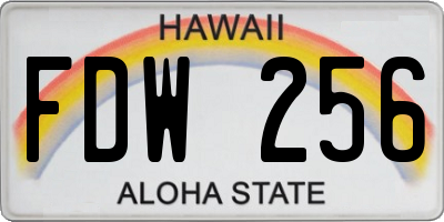 HI license plate FDW256