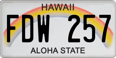 HI license plate FDW257