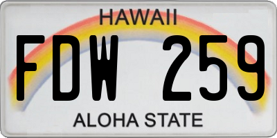 HI license plate FDW259