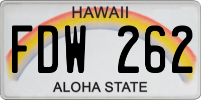 HI license plate FDW262
