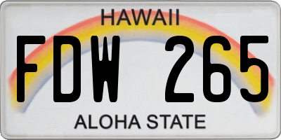 HI license plate FDW265