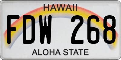 HI license plate FDW268