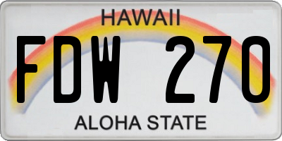 HI license plate FDW270